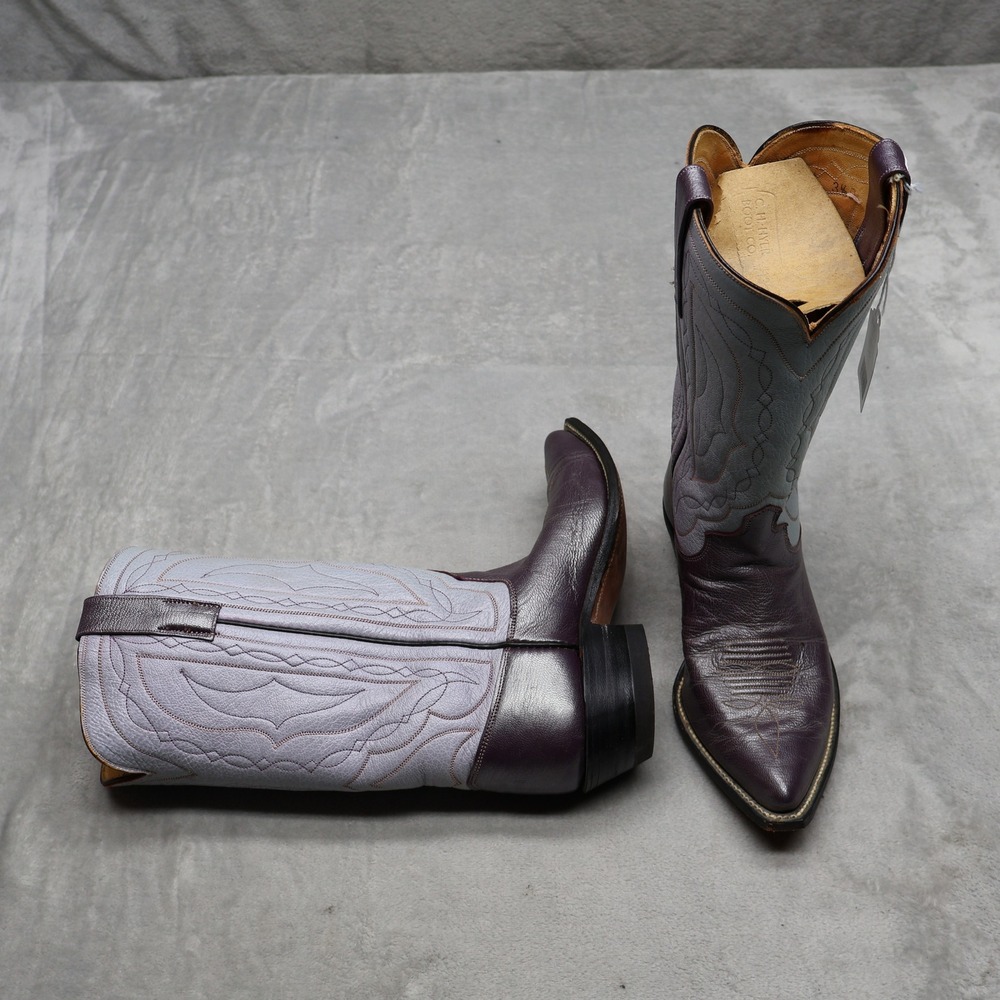 CH Hyer & Sons Women 3.5D Western Boots Blue Metallic Duchess Stitched 10432 VTG